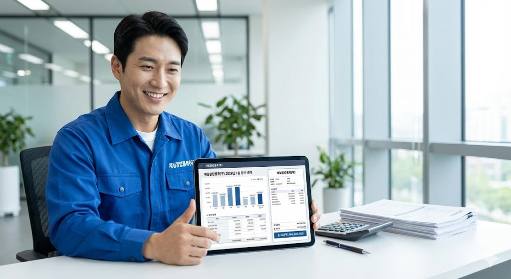 투명한 정산 시스템을 확인하는 기사님 모습